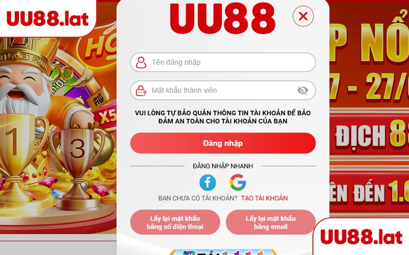 Hướng dẫn đăng nhập UU88